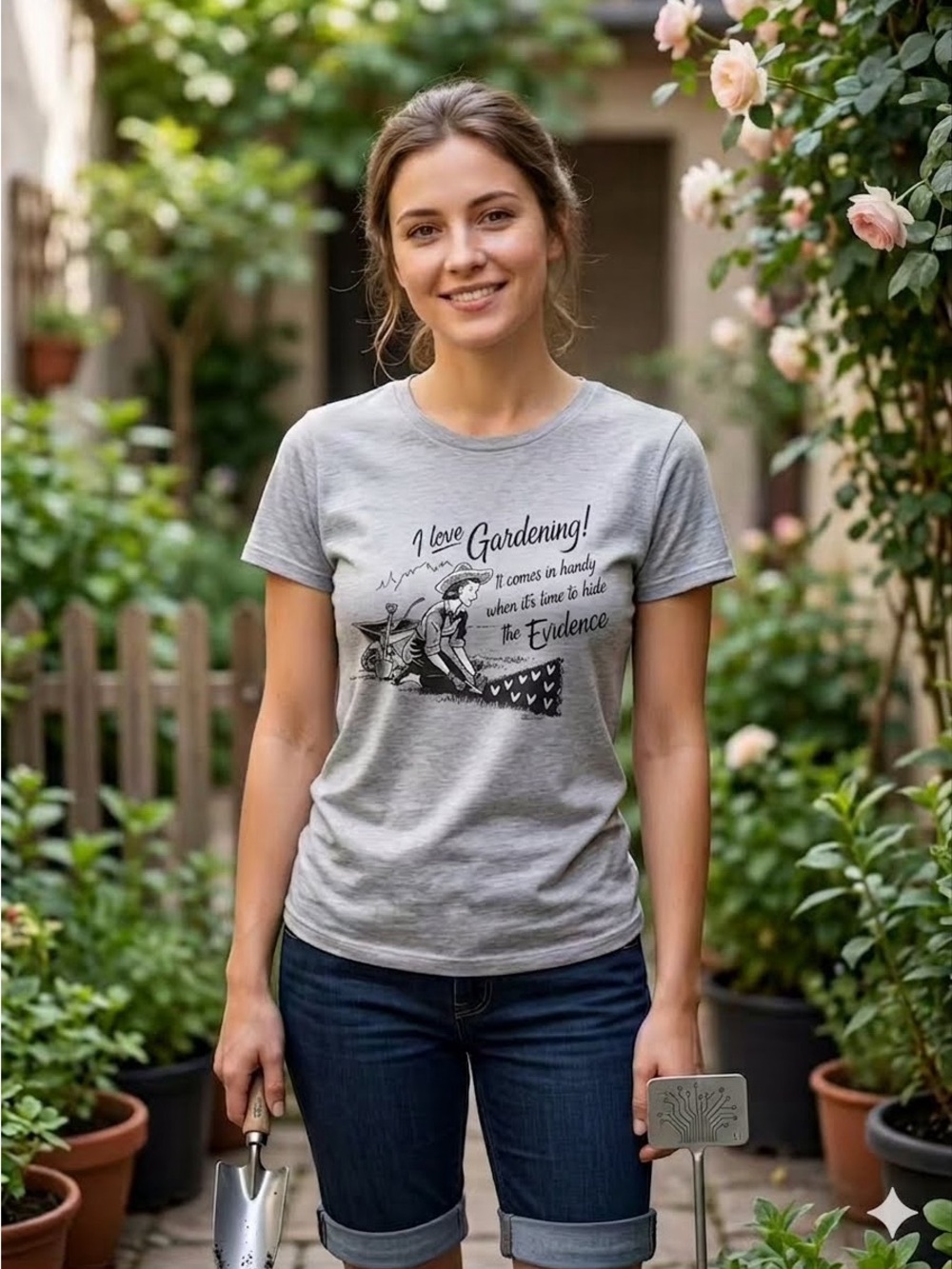 Gildan Gray 'I Love Gardening' Graphic Tee